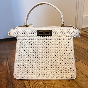 Verano Hill Elegant White Woven Handbag